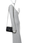 Lambskin Quilted Trendy CC Wallet On Chain WOC Black