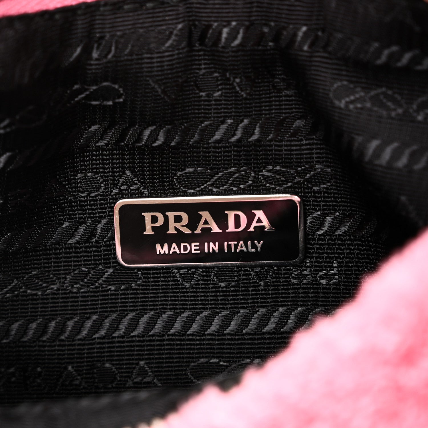 Terry Cloth Mini Re-Edition 2000 Bag Petalo Black