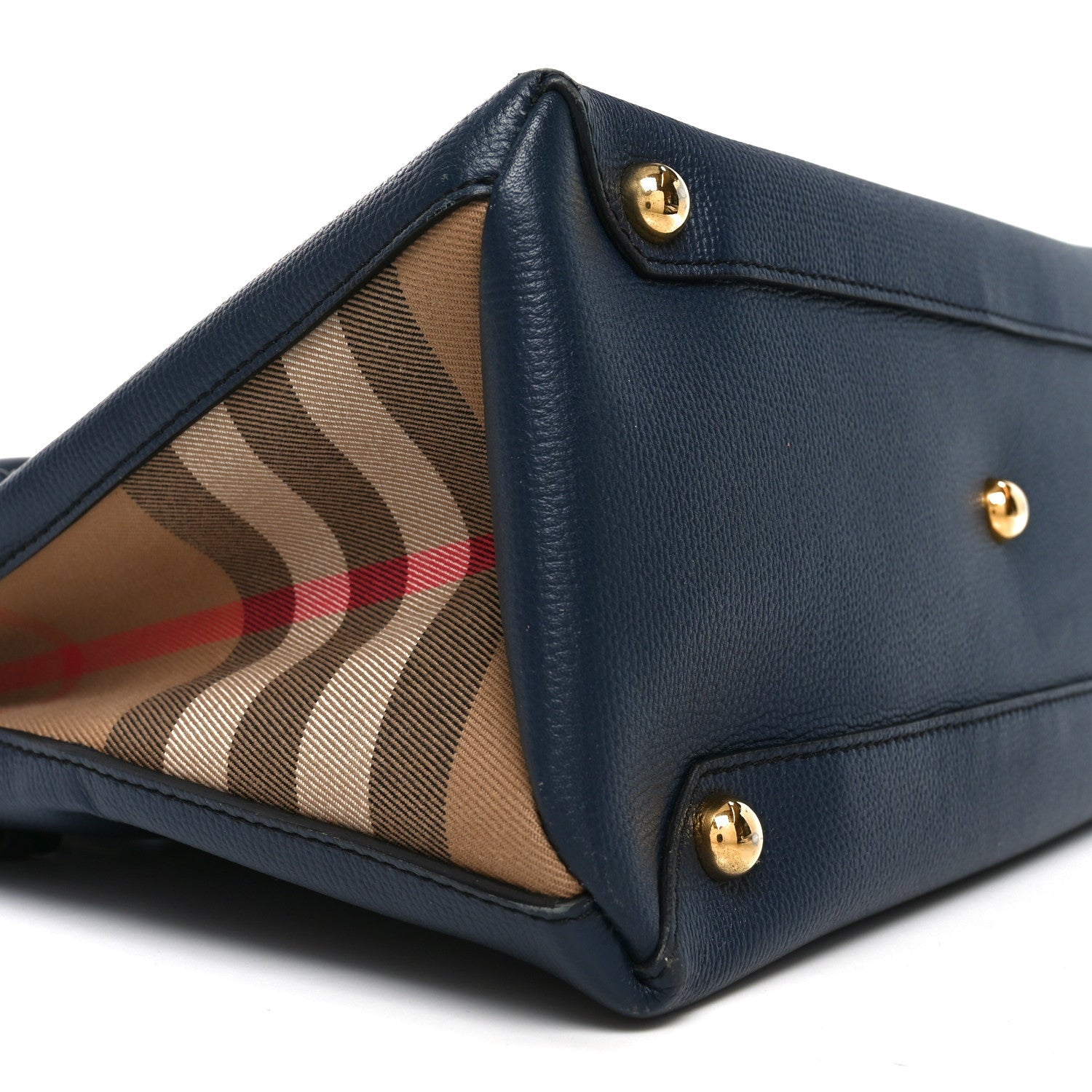 Derby Calfskin House Check Medium Banner Tote Ink Blue
