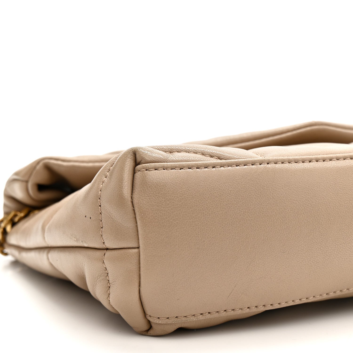 Lambskin Quilted Toy Loulou Puffer Monogram Chain Satchel Dark Beige