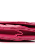 Lambskin Quilted Wallet On Chain WOC Dark Pink
