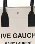 Linen Calfskin Small Rive Gauche Tote Greggio Natural