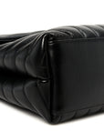 Calfskin Y Quilted Monogram Medium Loulou Chain Satchel Black