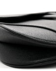 Grained Calfskin Saddle Bag With Strap Black