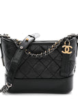 Aged Calfskin Quilted Small Gabrielle Hobo Black