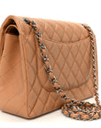 Caviar Quilted Jumbo Double Flap Dark Beige