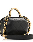 Lambskin Quilted CC Bubble Vanity Case With Chain Black
