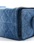 Washed Denim Quilted Mini CHNL 25 Handbag Blue