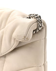 Lambskin Quilted Toy Loulou Puffer Monogram Chain Satchel Crema Soft
