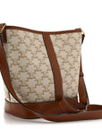 Triomphe Canvas Calfskin Small Bucket Bag White