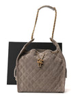 Suede Quilted Medium CHNL 25 Handbag Dark Grey