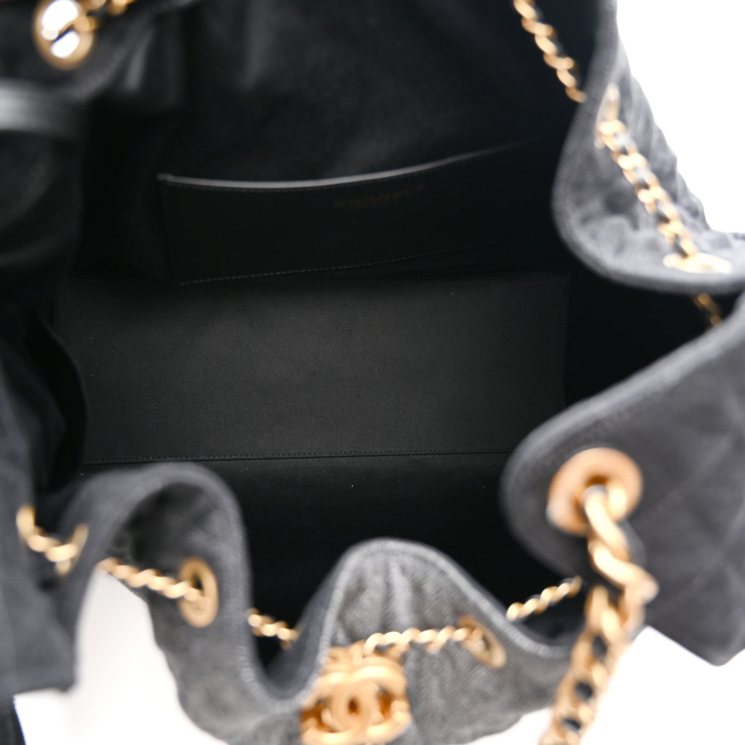 Washed Denim Quilted Large CHNL 25 Handbag Black