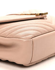 Sheepskin Matelasse Chevron Monogram Medium College Bag Rose Poudre