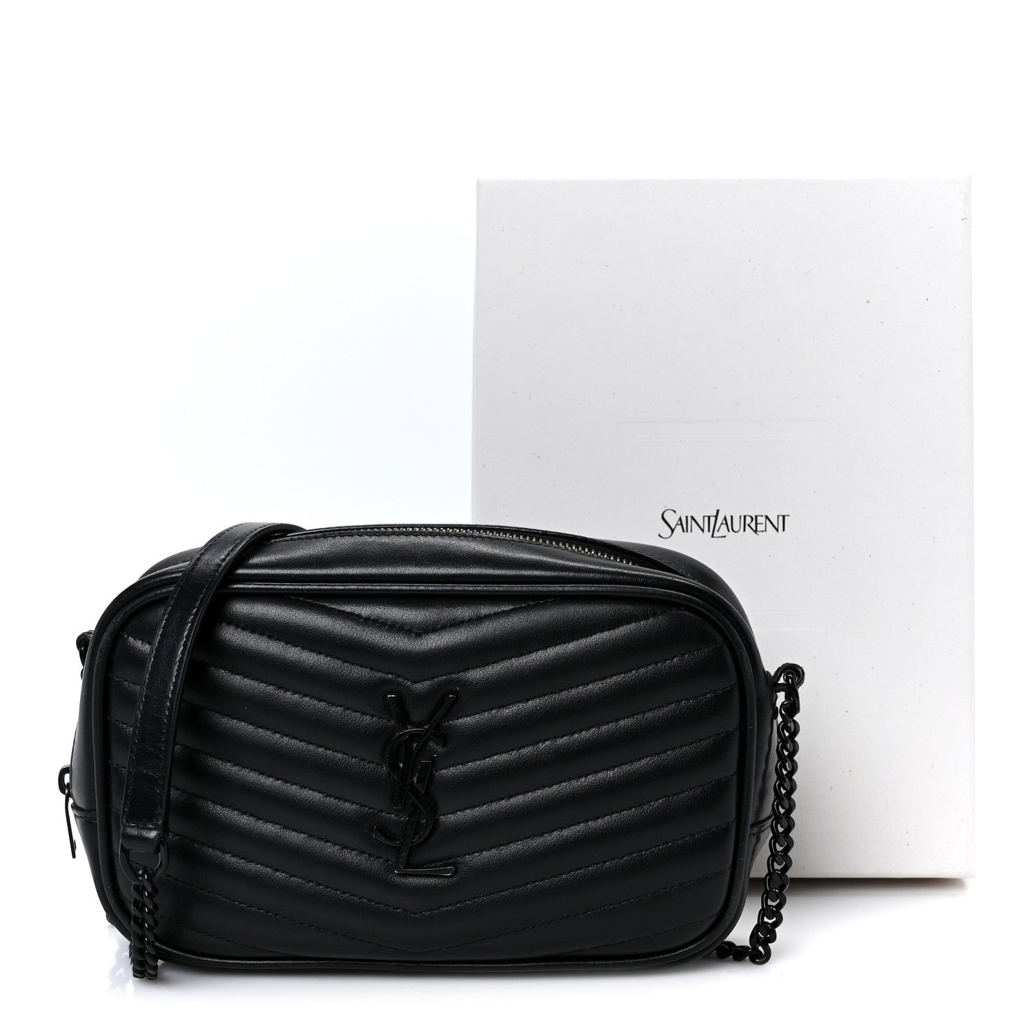 Calfskin Matelasse Monochrome Monogram Mini Lou Camera Bag Black