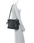 Nappa Calfskin Medium Flamenco Knot Clutch Black