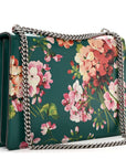 Calfskin Blooms Print Medium Dionysus Shoulder Bag Bright Emerald Multicolor