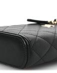 Caviar Quilted Small Vertical Coco Beauty Vanity Case With Chain Black