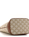 Triomphe Canvas Calfskin Small Bucket Bag White