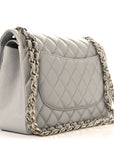 Caviar Quilted Jumbo Double Flap Grey