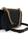 Calfskin Quilted New Medium Boy Flap Black