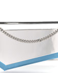 Metallic Mirror Fabric Emmie Clutch Bag Silver