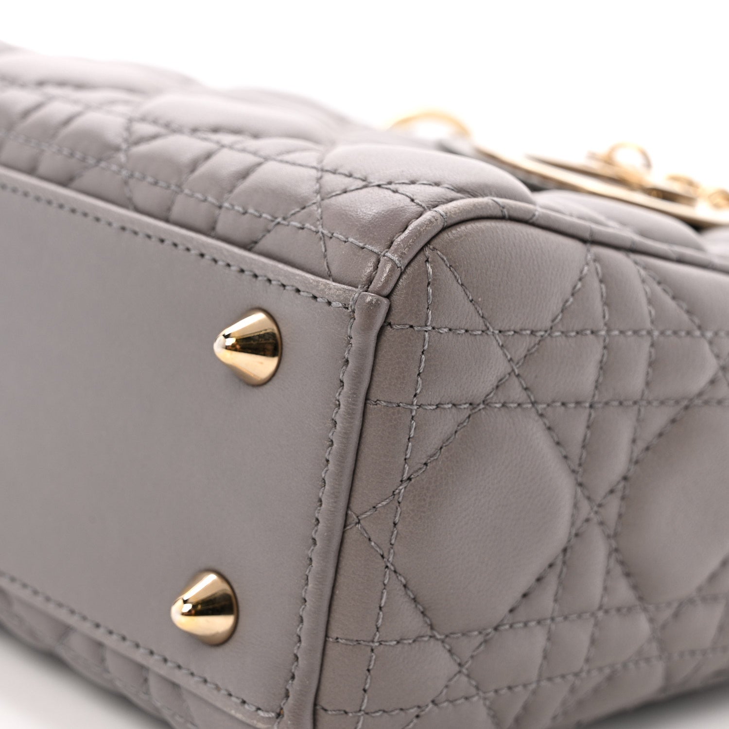 Lambskin Cannage Small Lady D1OR Grey