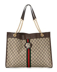 GG Supreme Monogram Large Rajah Chain Tote Beige New Acero