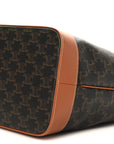 Triomphe Canvas Calfskin Medium Cabas Bag Tan