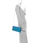 Lambskin Cannage Lady D1OR Convertible Clutch Blue