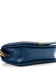 Calfskin Quilted Medium Boy Top Handle Flap Blue