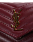 Calfskin Matelasse Chevron Monogram Envelope Chain Wallet Rouge Merlot