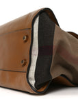 Mega Check Grained Calfskin Medium Harcourt Satchel Saddle Brown
