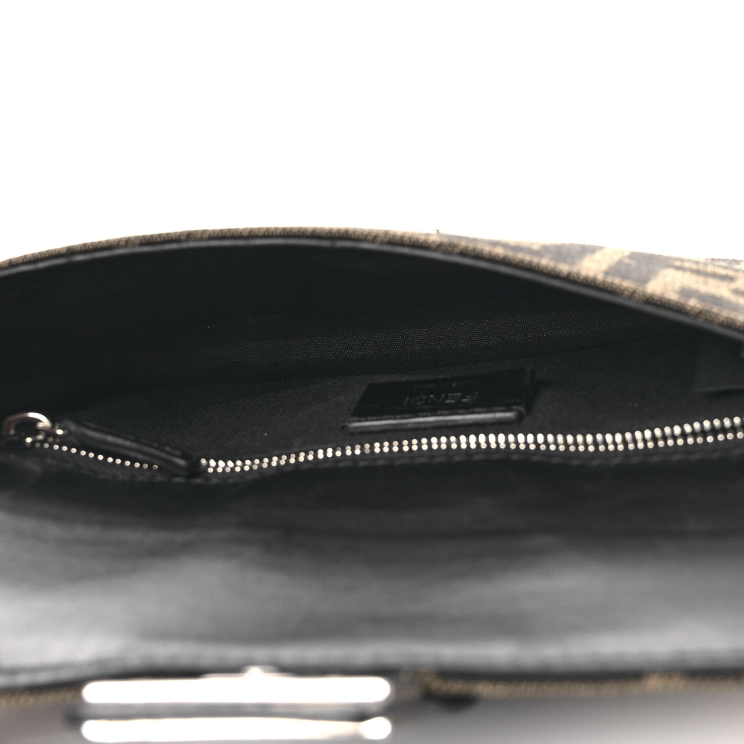 Recycled Fabric Jacquard Vitello Grace FF 1974 Baguette Belt Pouch Tobacco Moro Black