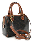 Triomphe Canvas Calfskin Small Boston Bag Tan