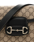 GG Supreme Monogram Horsebit 1955 Soft Small Shoulder Bag Beige Black