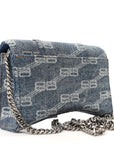 Denim BB Monogram Hourglass Chain Bag Blue