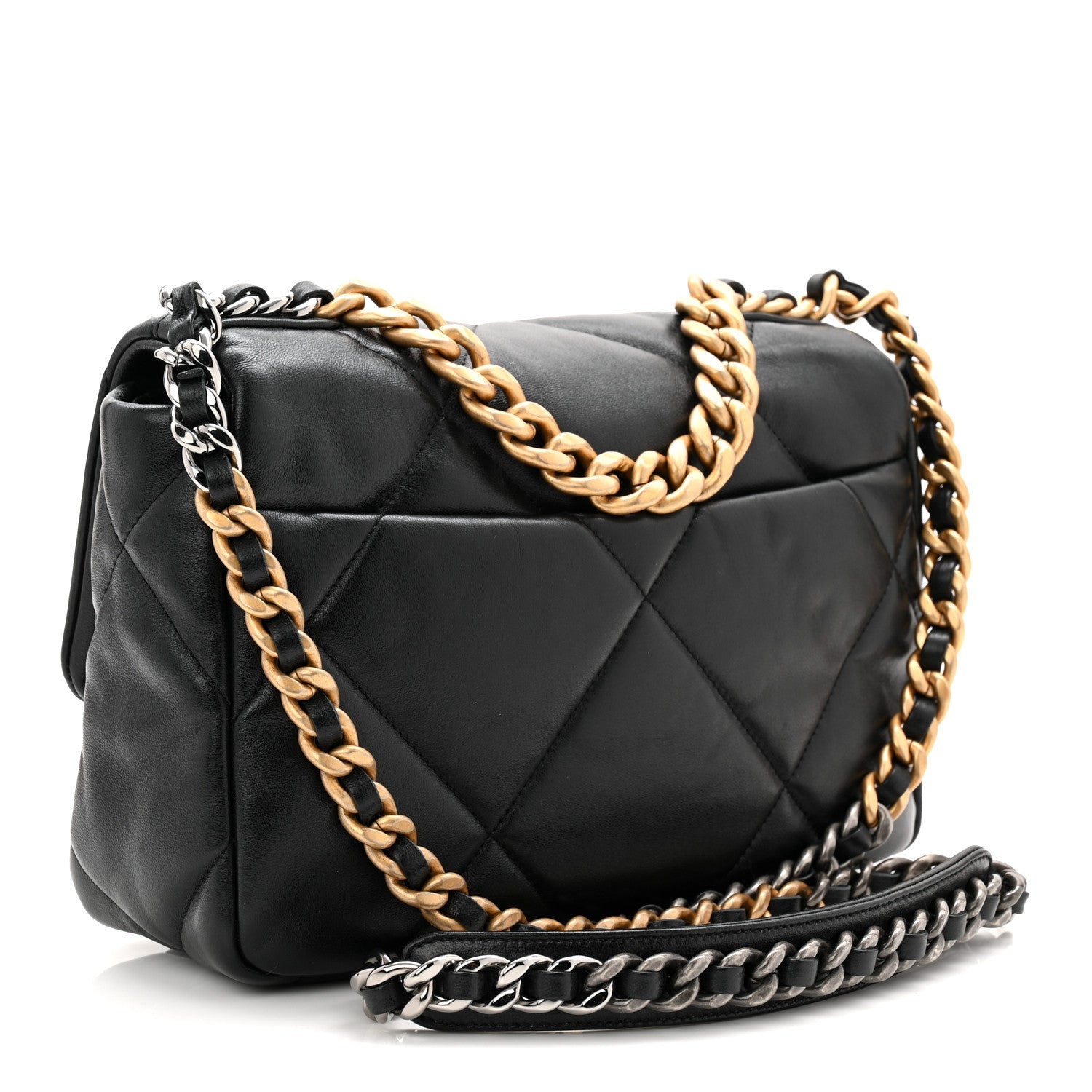 Lambskin Quilted Medium CHNL 19 Flap Black