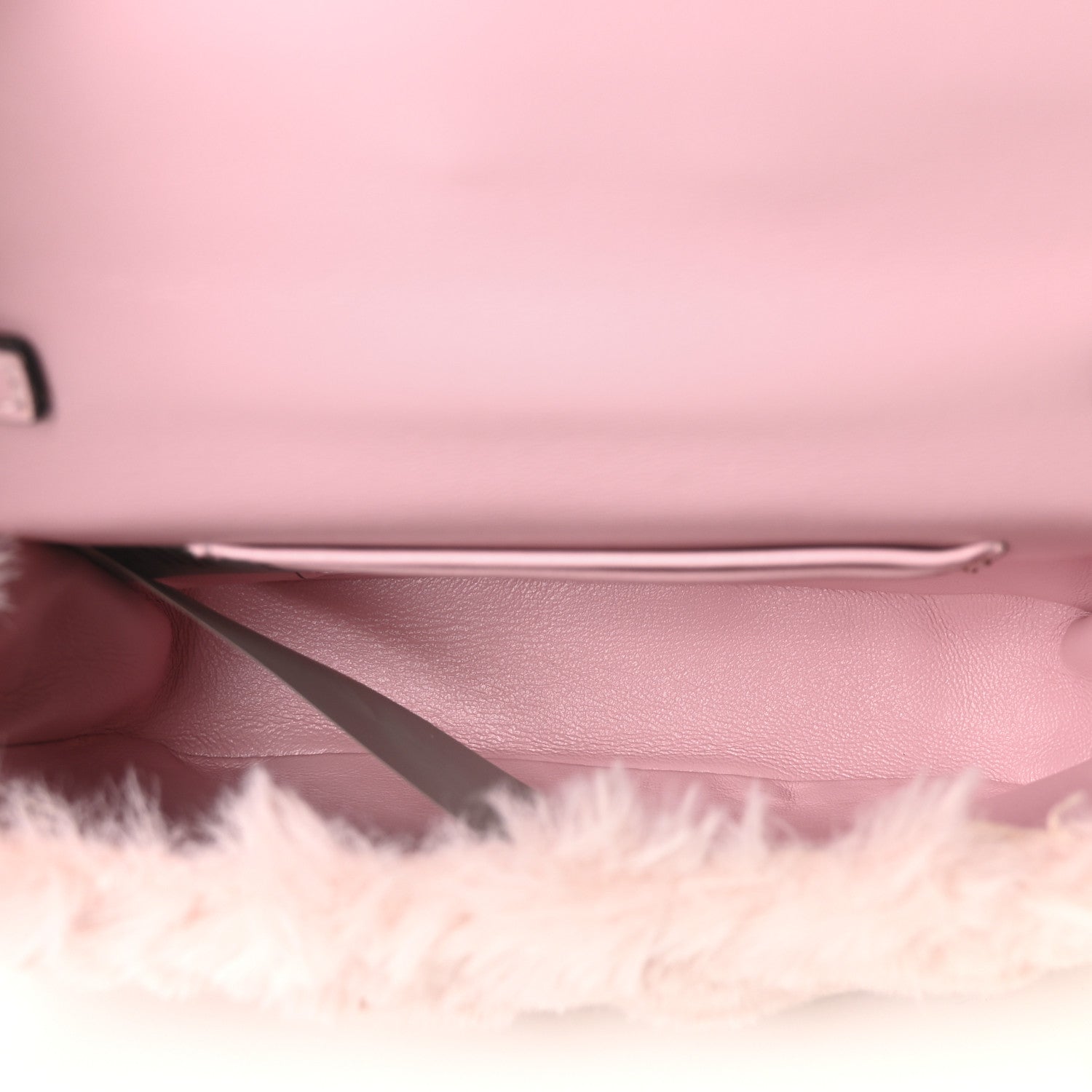 Faux Fur Quilted Virtus V Mini Chain Flap Shoulder Bag English Rose