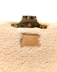 Suede Shearling Triomphe Chain Shoulder Bag Beige