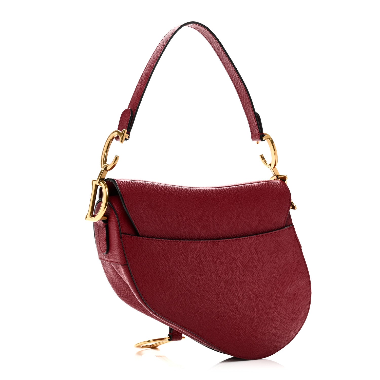 Grained Calfskin Saddle Bag Red