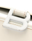 Shiny Box Calfskin Tonal B Hourglass Stretch Top Handle Bag White
