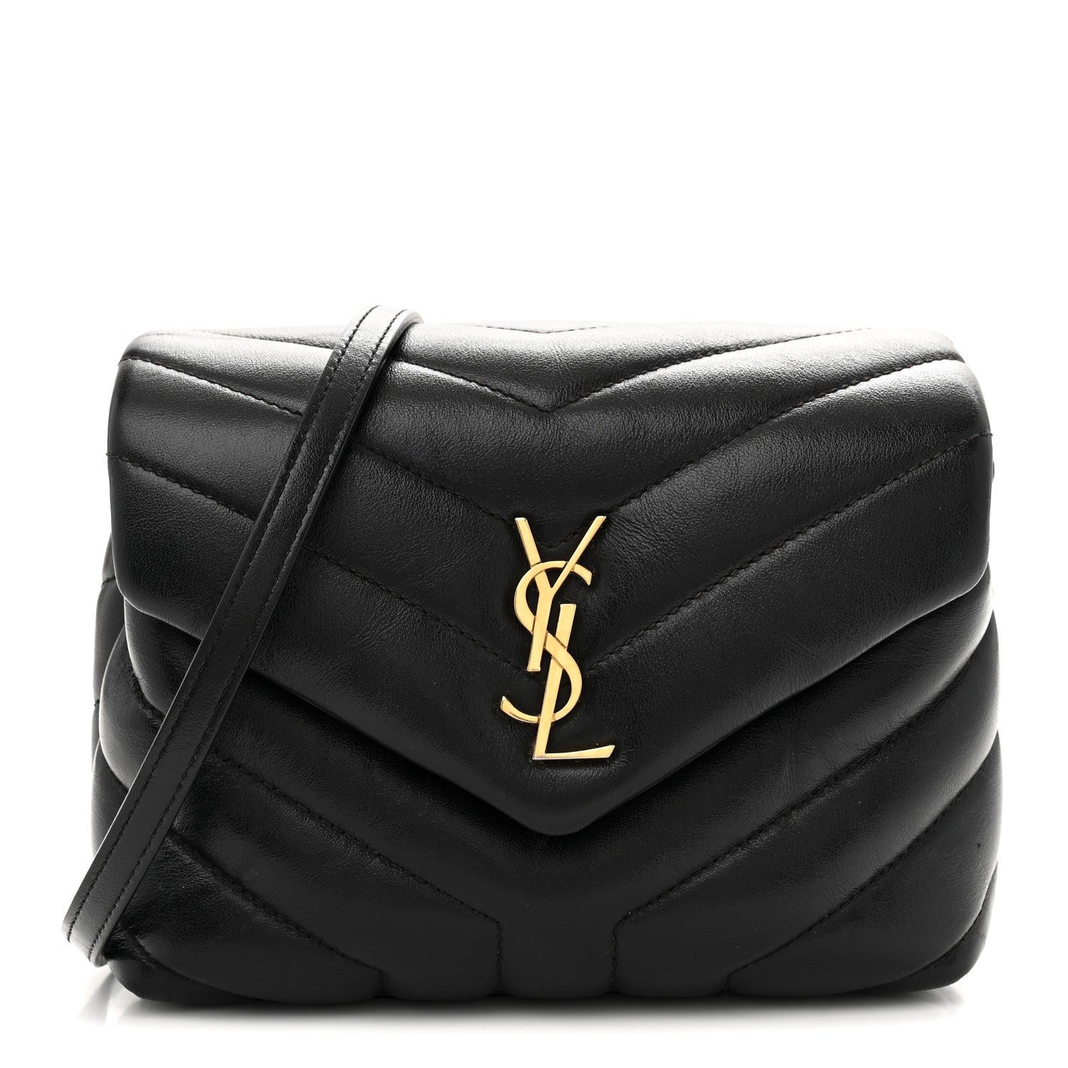 Calfskin Y Quilted Monogram Toy Loulou Crossbody Bag Black