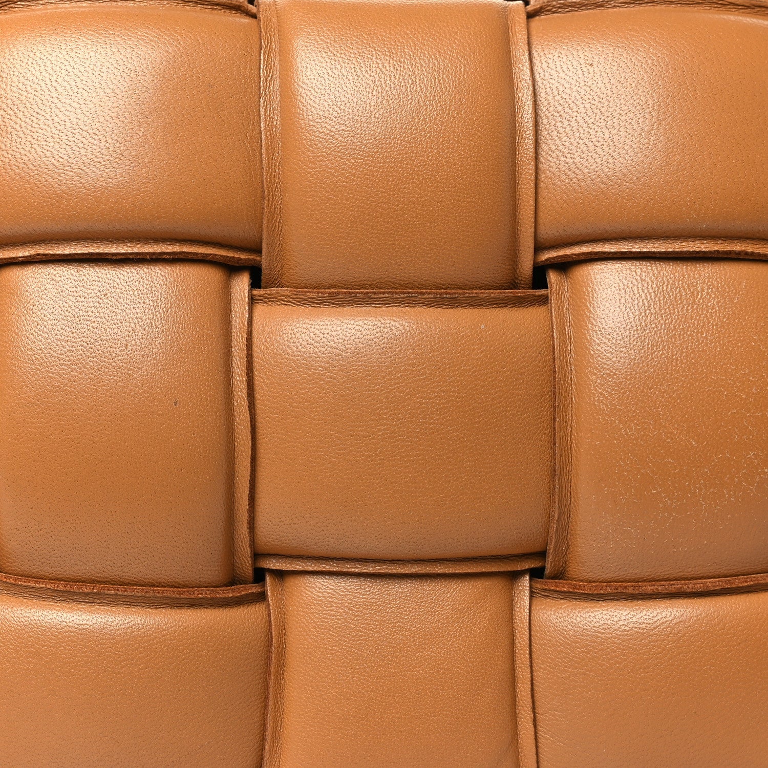 Nappa Maxi Intreccio Padded Cassette Crossbody Bag Caramel