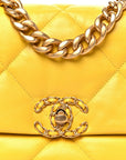 Shiny Goatskin Quilted Medium CHNL 19 Flap Yellow