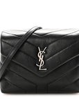 Calfskin Y Quilted Monogram Toy Loulou Crossbody Bag Black