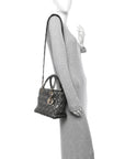 Metallic Grained Calfskin Cannage Medium Supple Lady D1OR Steel