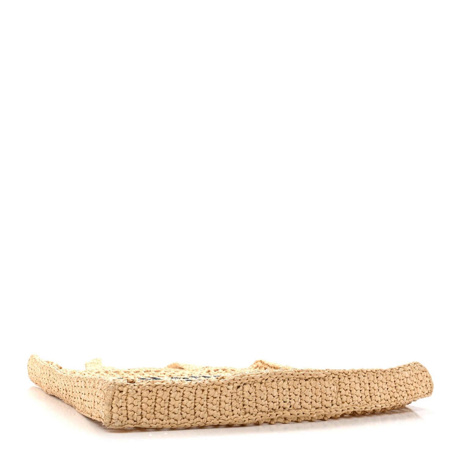 Yarn Raffia Effect Crochet Logo Embroidered Tote Bag Naturale