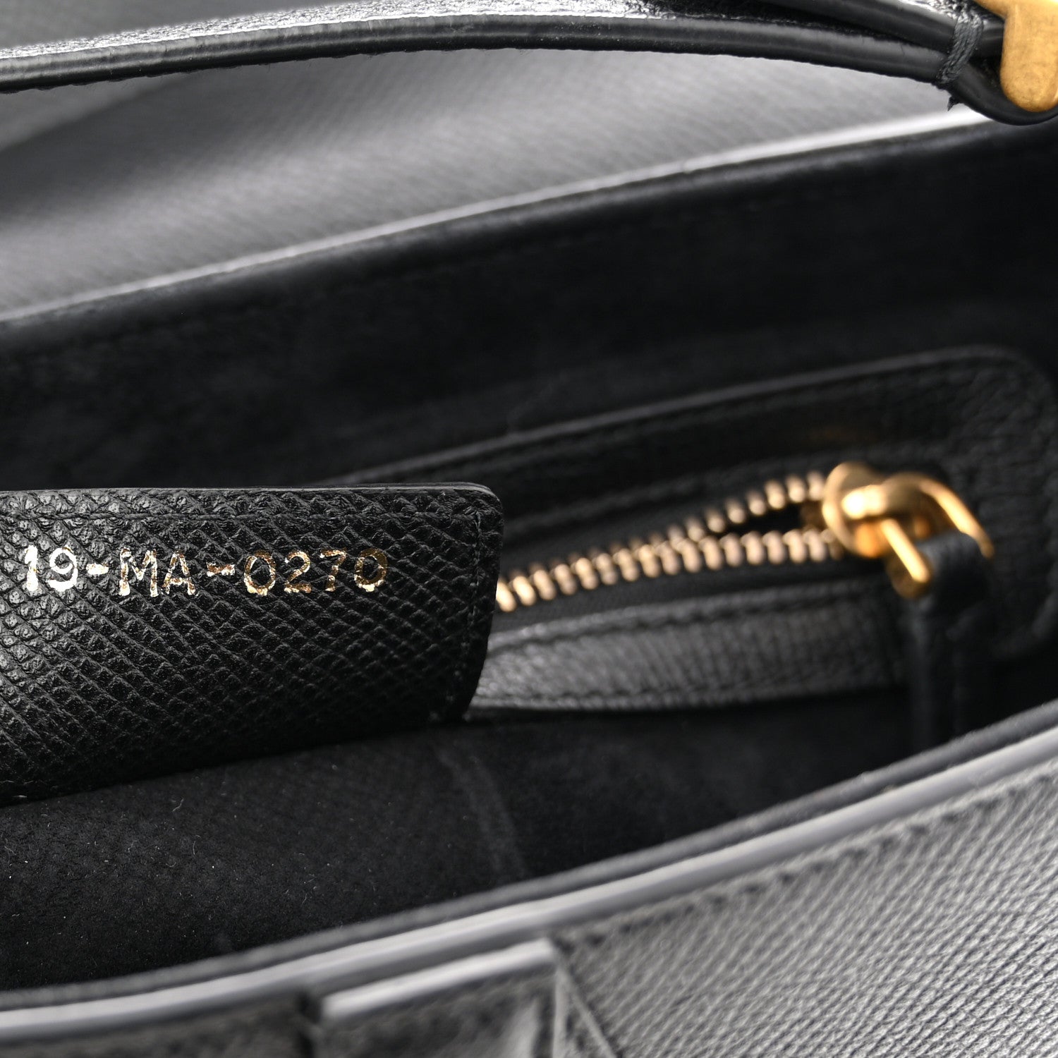 Grained Calfskin Saddle Bag Black