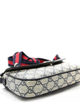 GG Supreme Monogram Textured Dollar Calfskin Web Mini Ophidia Envelope Shoulder Bag Beige Blue