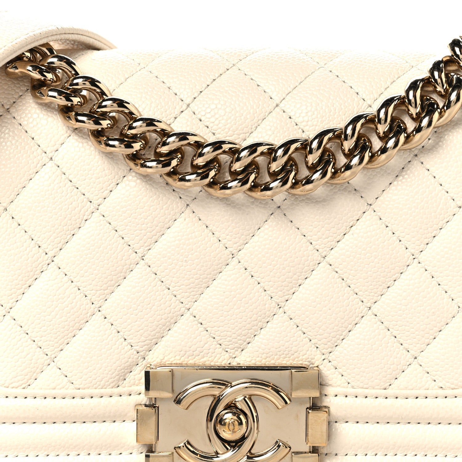 Caviar Quilted Small Boy Flap White